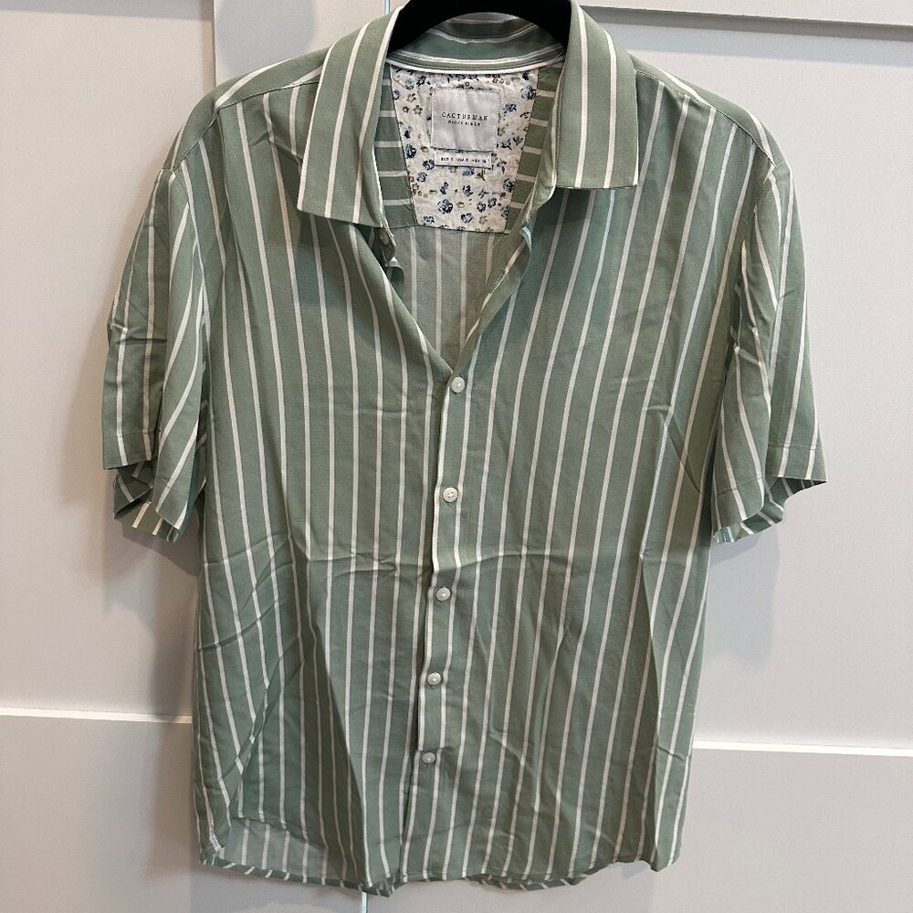Denim & Flower Green & White Striped Button-Down Shirt – Size S